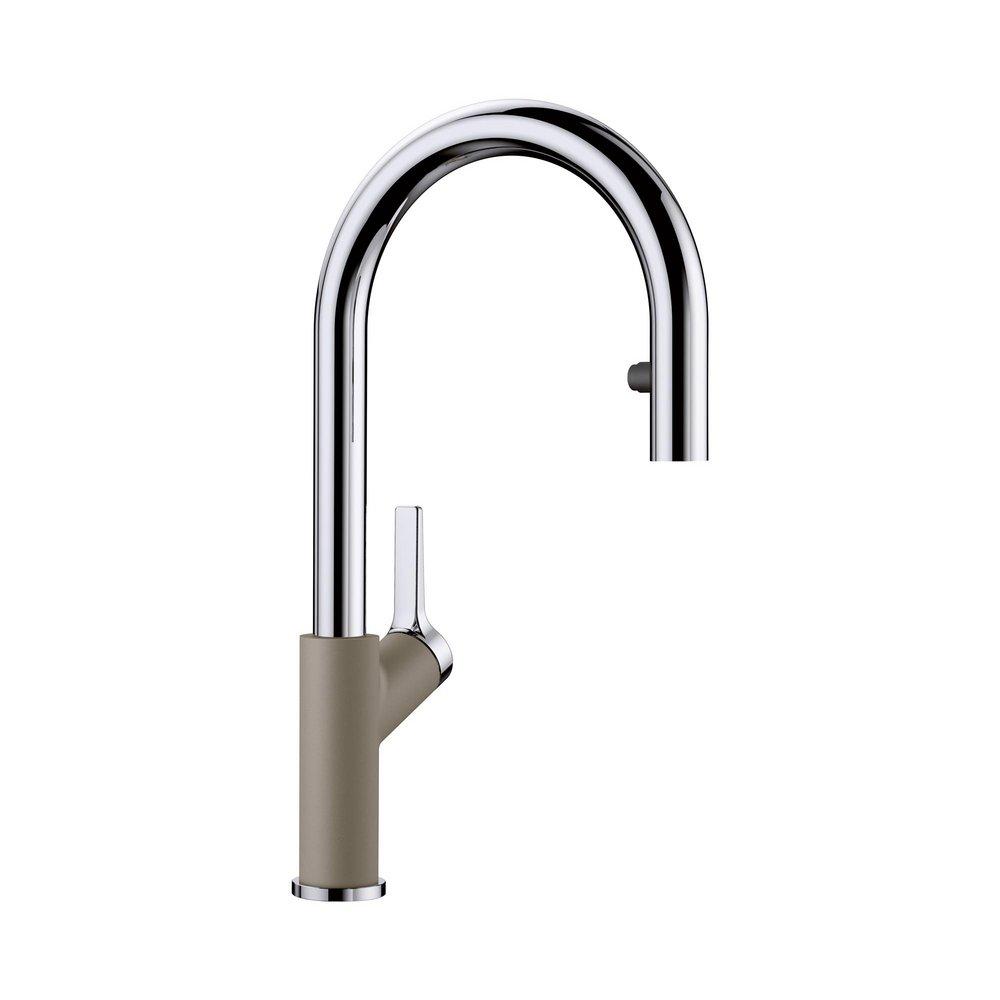 BLANCO Chrome/Truffle Single Handle Pull Down Kitchen Faucet 