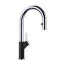 BLANCO Chrome/Coal Black Single Handle Pull Down Kitchen Faucet 