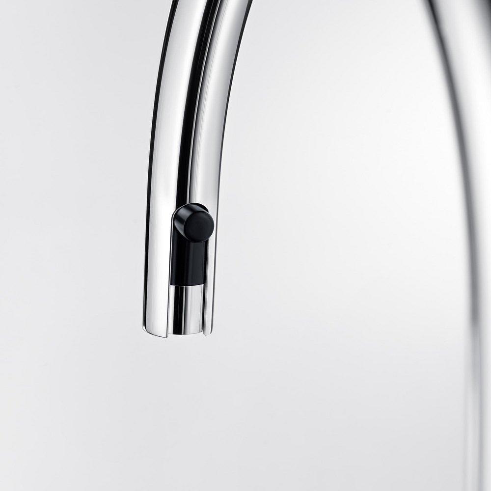 BLANCO Chrome/Coal Black Single Handle Pull Down Kitchen Faucet 