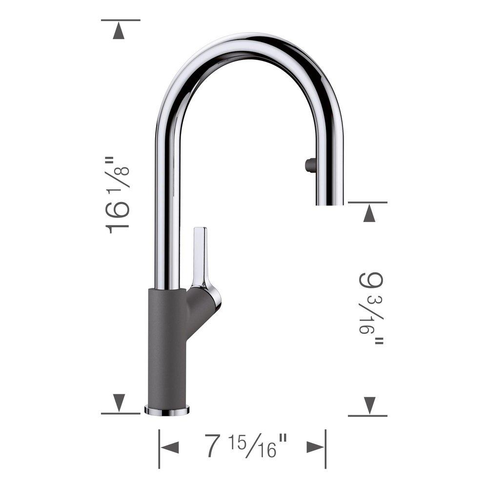BLANCO Chrome/Cinder Single Handle Pull Down Kitchen Faucet 