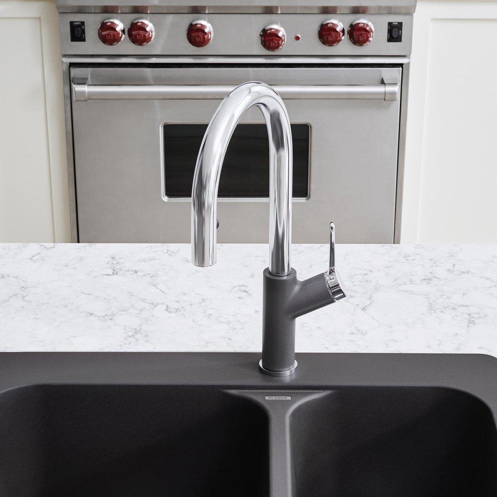 BLANCO Chrome Single Handle Pull Down Kitchen Faucet 