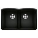 32 x 19-1/4 in. No Hole Granite Composite Double Bowl Undermount Kitchen Sink in Coal Black