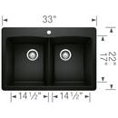 BLANCO Coal Black 33 x 22 in. 1-Hole Granite Composite Double Bowl Dual Mount Kitchen Sink 