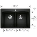 BLANCO Coal Black 33 x 22 in. 1-Hole Granite Composite Double Bowl Dual Mount Kitchen Sink 