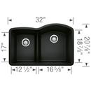 BLANCO Coal Black 32 x 20-7/8 in. No Hole Granite Composite Double Bowl Undermount Kitchen Sink 