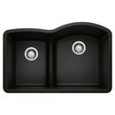32 in. Undermount Silgranit Double Bowl Kitchen Sink in Coal Black