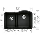 BLANCO Coal Black 32 x 20-7/8 in. No Hole Granite Composite Double Bowl Undermount Kitchen Sink 