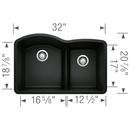 BLANCO Coal Black No Hole Granite Composite Double Bowl Undermount Kitchen Sink in Coal Black 
