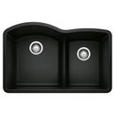 BLANCO Coal Black No Hole Granite Composite Double Bowl Undermount Kitchen Sink in Coal Black 