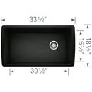 BLANCO Coal Black 33-1/2 x 18-1/2 in. No Hole Granite Composite Single Bowl Undermount Kitchen Sink 