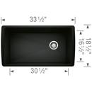 BLANCO Coal Black 33-1/2 x 18-1/2 in. No Hole Granite Composite Single Bowl Undermount Kitchen Sink 