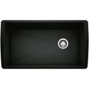 33-1/2 x 18-1/2 in. No Hole Granite Composite Single Bowl Undermount Kitchen Sink in Coal Black
