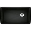 BLANCO Coal Black 33-1/2 x 18-1/2 in. No Hole Granite Composite Single Bowl Undermount Kitchen Sink 