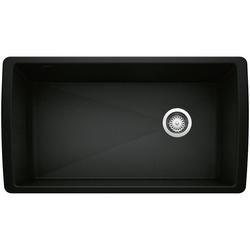 33-1/2 in. Undermount Silgranit Single Bowl Kitchen Sink in Coal Black