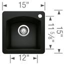BLANCO Coal Black 15 x 15 in. 1-Hole Dual Mount Granite Composite Bar Sink 