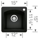 BLANCO Coal Black 15 x 15 in. 1-Hole Dual Mount Granite Composite Bar Sink 