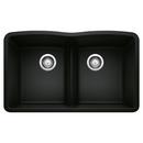 32 x 19-1/4 in. No Hole Granite Composite Double Bowl Undermount Kitchen Sink in Coal Black