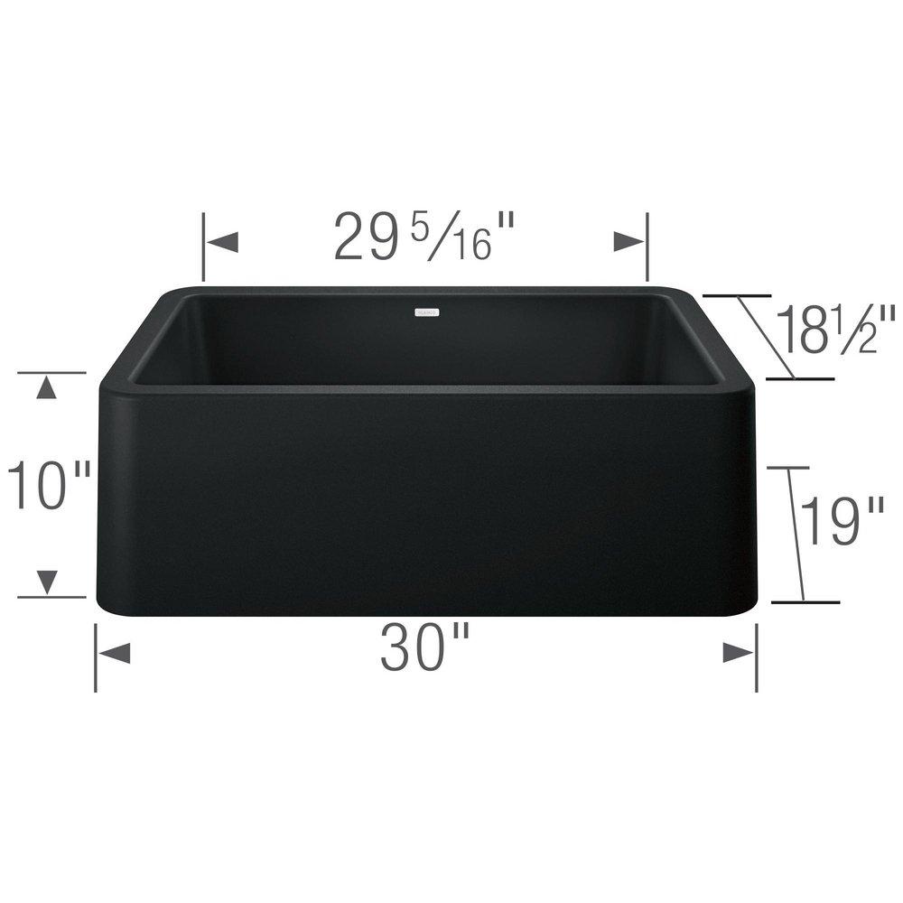 BLANCO Coal Black 30 x 19 in. No Hole Granite Composite Single Bowl Farmhouse Kitchen Sink 