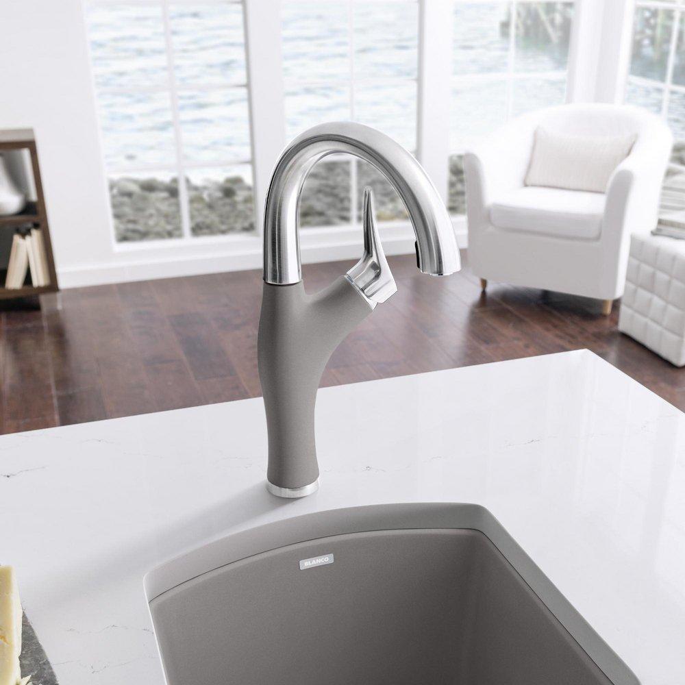 BLANCO PVD Steel/Truffle Single Handle Bar Faucet 