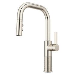 Single Handle Pull Down Kitchen Faucet in Polished Nickel