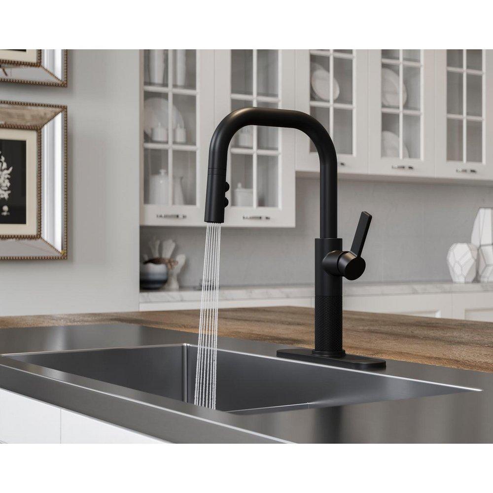 Pfister Matte Black Single Handle Pull Down Kitchen Faucet 