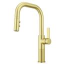Single Handle Pull Down Kitchen Faucet in Brushed Gold
