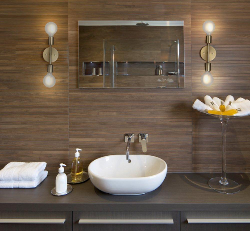 60W 2-Light Medium E-26 Vanity Fixture in Matte Brass 