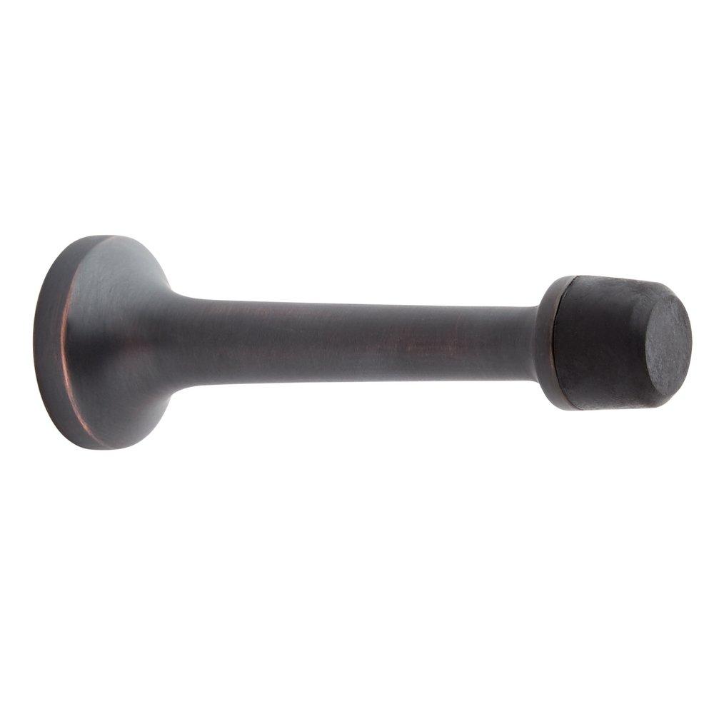 Signature Hardware Satin Brass 3-5/16 in. Solid Brass Baseboard Door Stop 