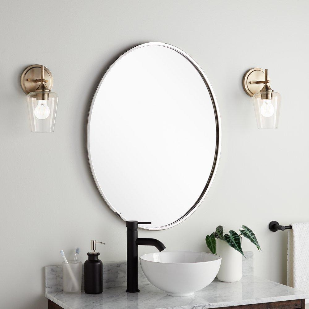 Signature Hardware Nickel 24 in. Oval Vanity Mirror 