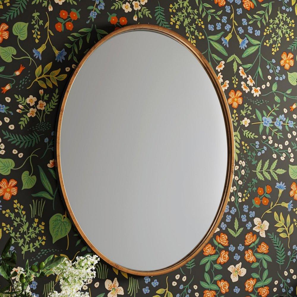 Signature Hardware Gold Leaf 24 in. Oval Vanity Mirror 