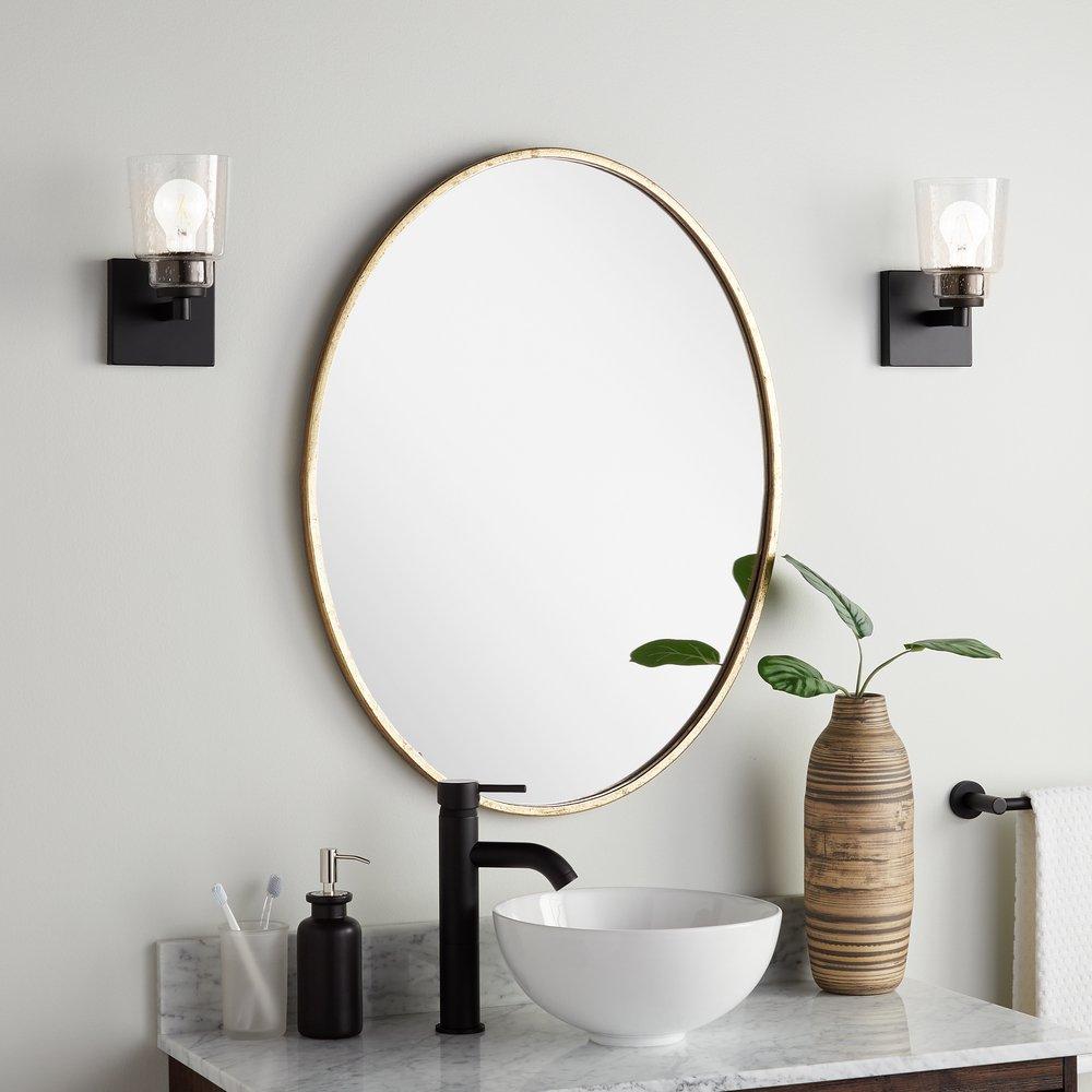Signature Hardware Gold Leaf 24 in. Oval Vanity Mirror 