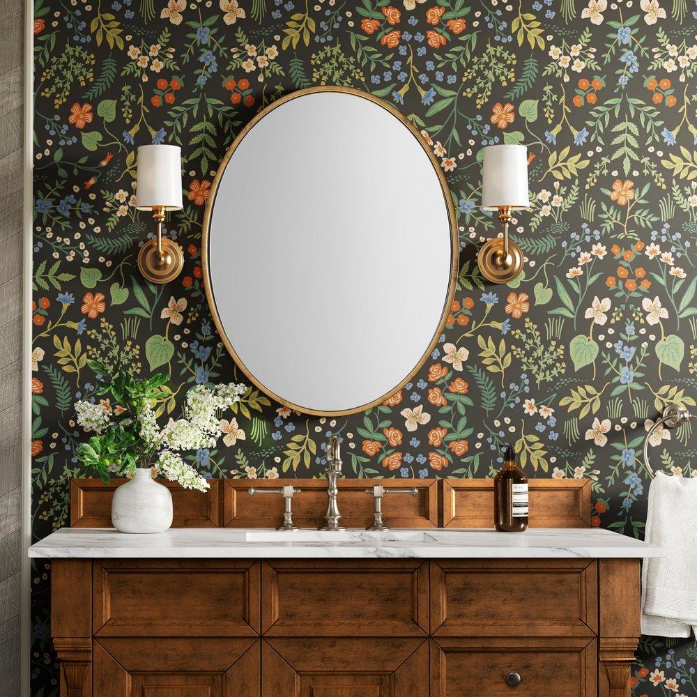 Signature Hardware Gold Leaf 24 in. Oval Vanity Mirror 