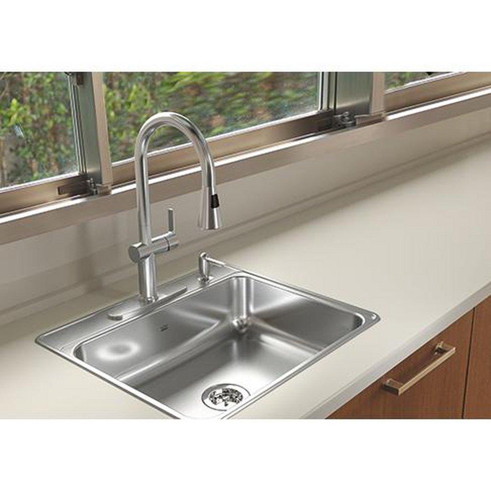 FHP Kindred Satin 25 x 22 in. Stainless Steel Single Bowl Drop-in Kitchen Sink in Satin 