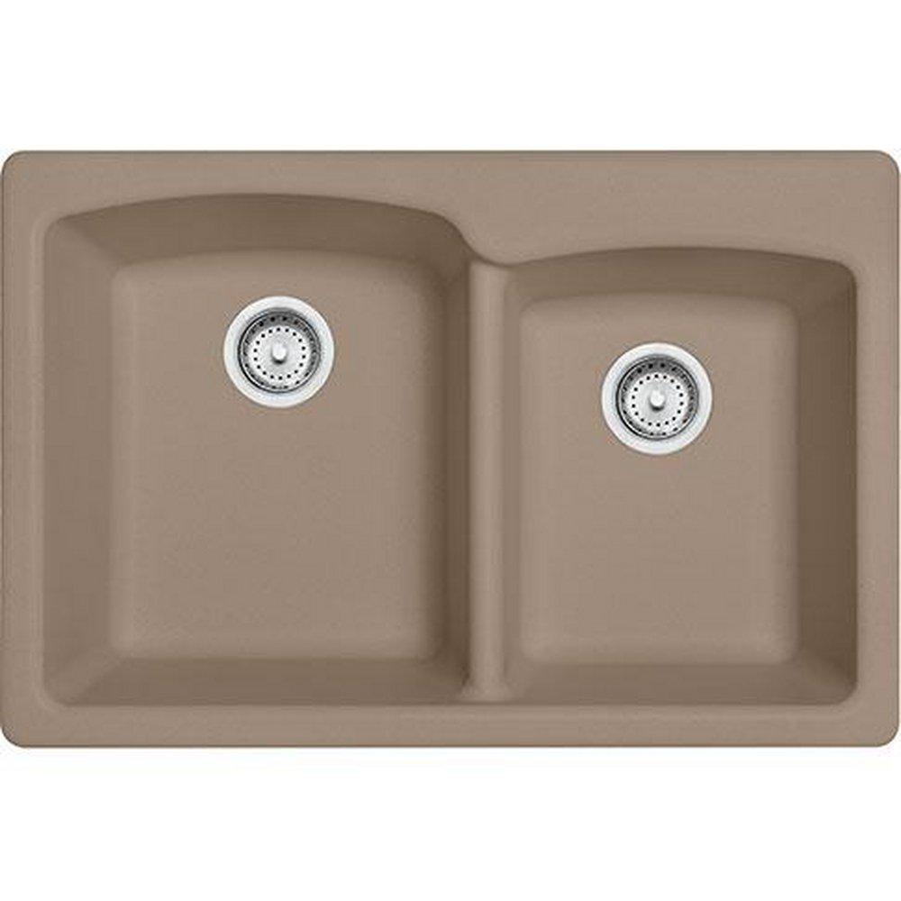 Franke Oyster 33 x 22 in. 4 Hole Granite 2 Bowl Dual Mount Kitchen Sink 