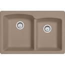 Franke Oyster 33 x 22 in. 4 Hole Granite 2 Bowl Dual Mount Kitchen Sink 