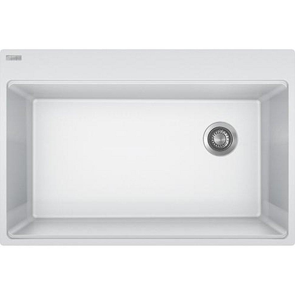 Franke Polar White 33 x 22 in. 6 Hole Granite 1 Bowl Drop-in Kitchen Sink 