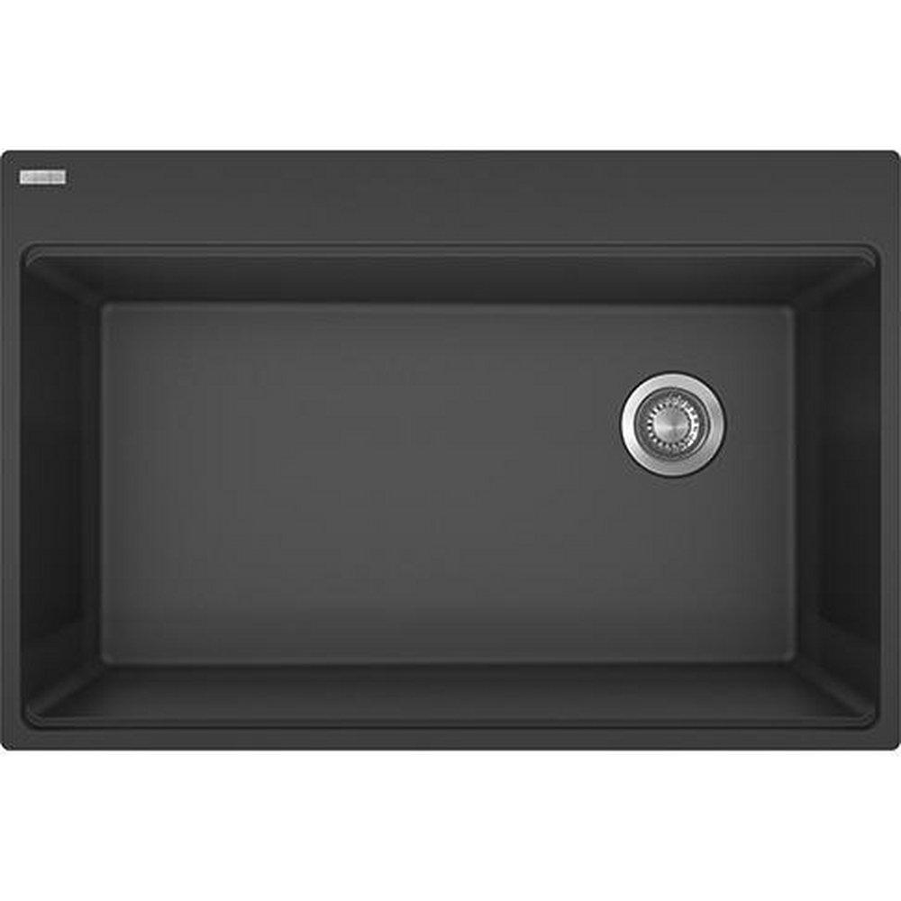 Franke Matte Black 33 x 22 in. 6 Hole Granite 1 Bowl Drop-in Kitchen Sink 