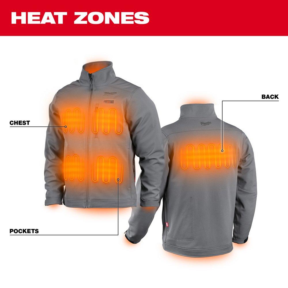 Milwaukee&reg; Grey 12V 3 Piece Lithium-ion Polyester and Spandex Heated Jacket in Blue 