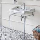 35 in. Wall Mount Console Rectangular Bathroom Sink in White/Chrome 