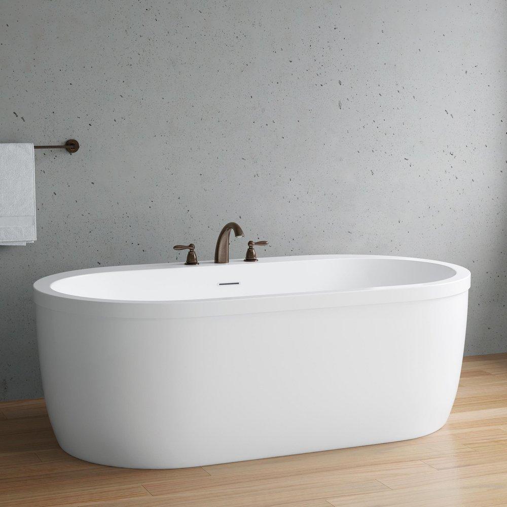 PROFLO® White 66 x 36 in. Freestanding Bathtub with Rear Center Drain 