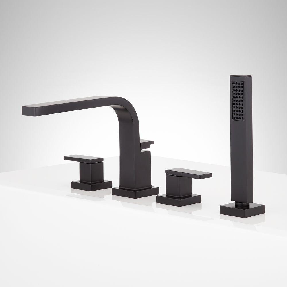 Signature Hardware Matte Black Two Handle Roman Tub Faucet (Trim Only) 