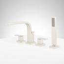 4-Hole Roman Tub Faucet Trim and Hand Shower in Brushed Nickel 