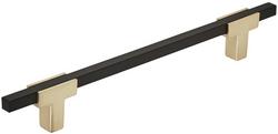 6-5/16 in. Center-to-Center Drawer Pull in Brushed Gold/Matte Black