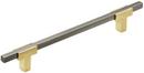 6-5/16 in. Center-to-Center Drawer Pull in Brushed Gold/Black Chrome