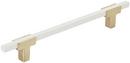 6-5/16 in. Center-to-Center Drawer Pull in Brushed Gold/White