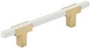 3-3/4 in. Center-to-Center Drawer Pull in Brushed Gold/White