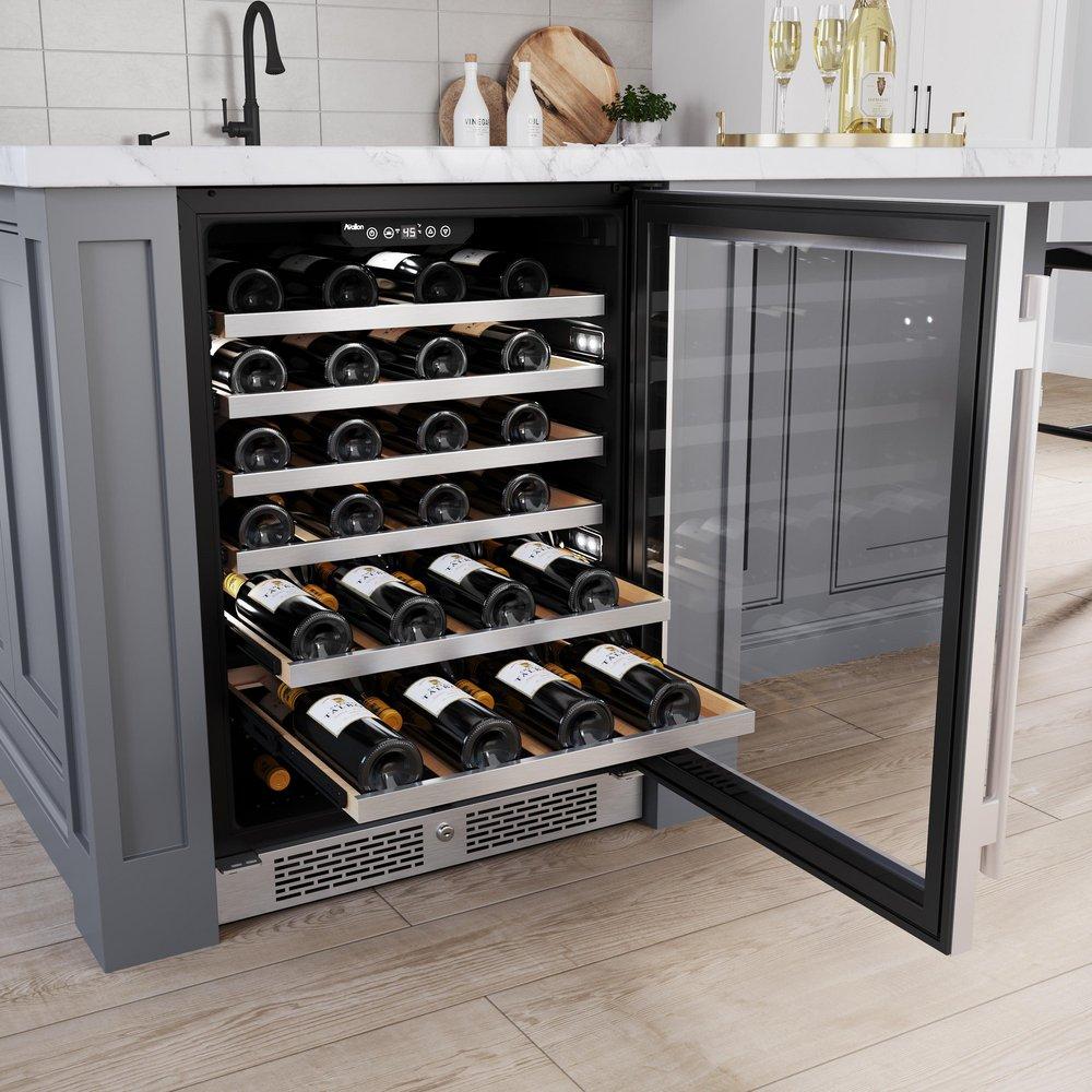 Avallon Stainless Steel 24 in. Built-in Single Zone Right Hand Wine Cooler 