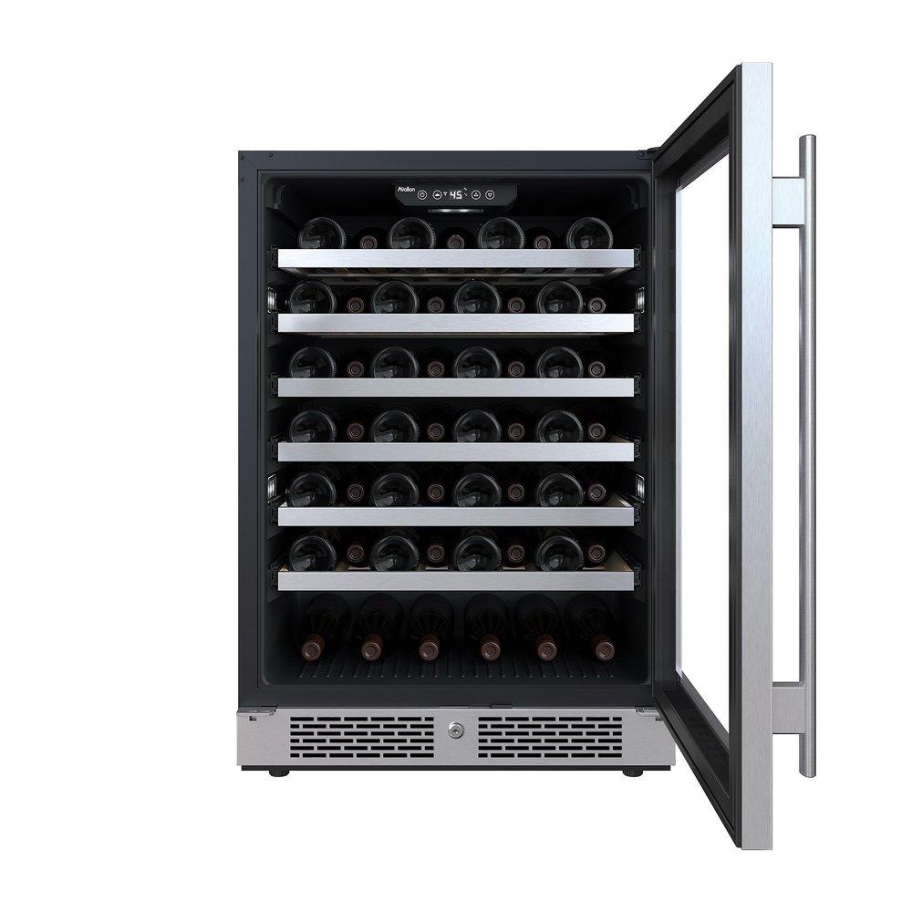 Avallon Stainless Steel 24 in. Built-in Single Zone Right Hand Wine Cooler 