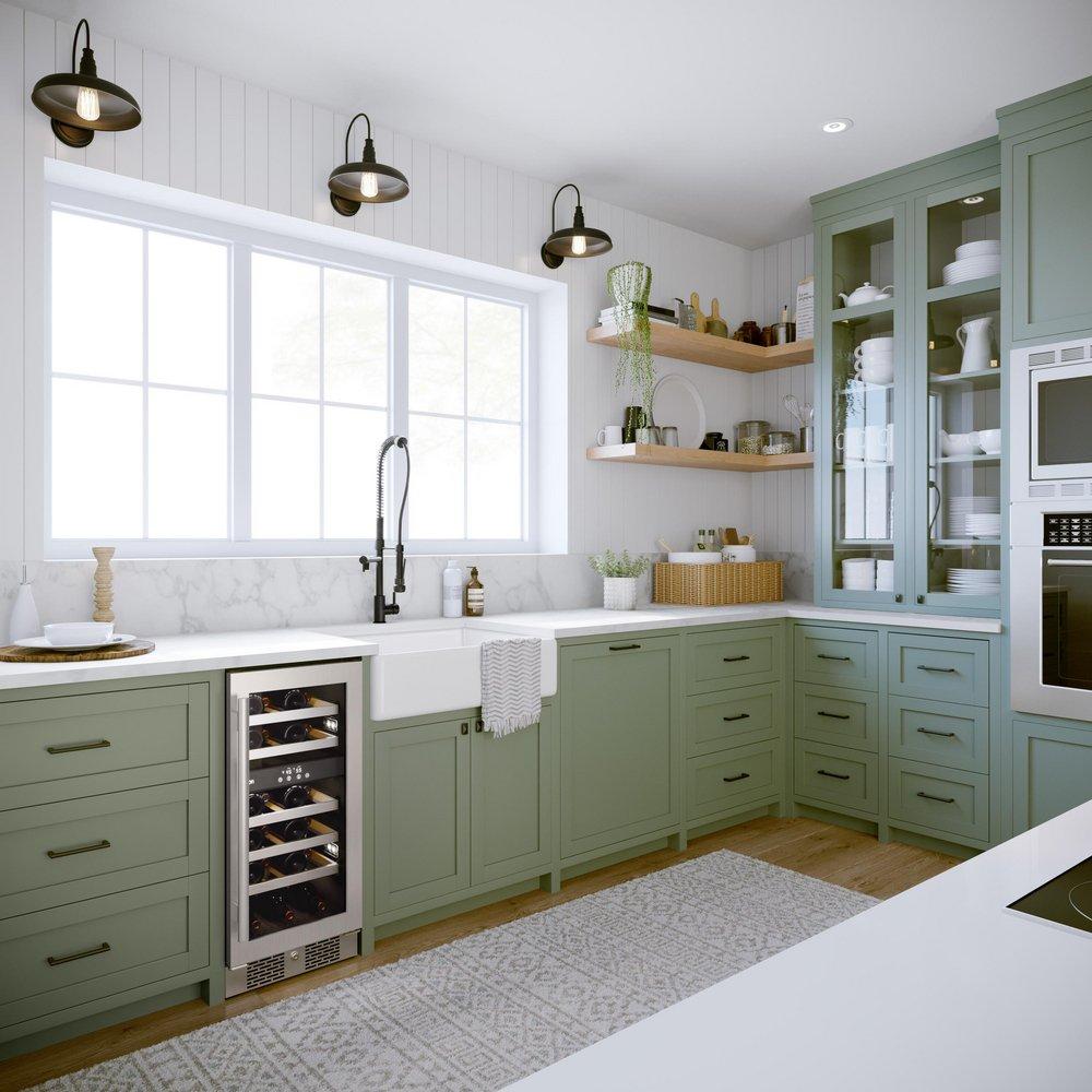 Avallon Stainless Steel 15 in. Built-in Dual Zone Right Hand Wine Cooler 