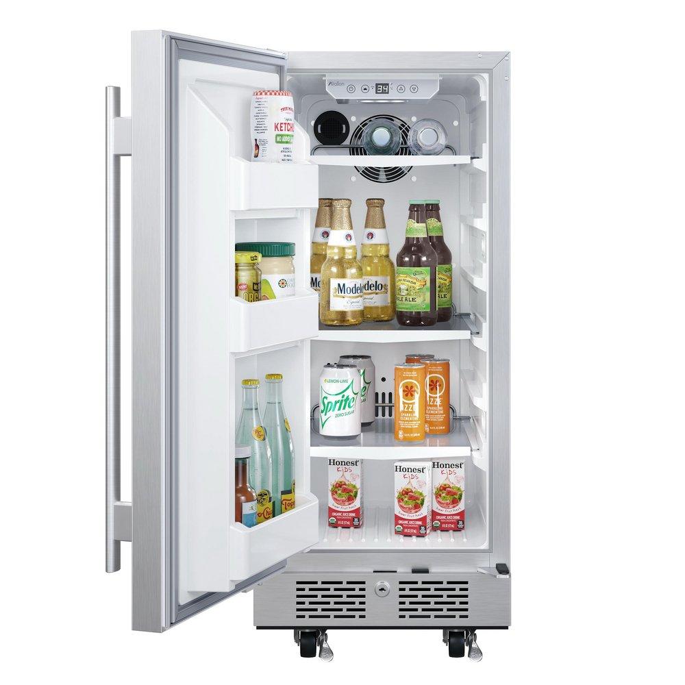 Avallon Stainless Steel 15 in. 3.3 cf Undercounter Outdoor Refrigerator 